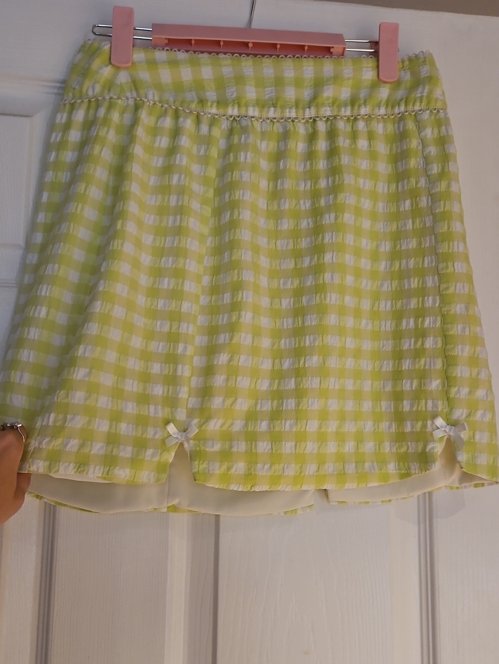 For Love & Lemons Lime Gingham Mini Skirt